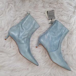 NWT Zara Genuine Leather Blue Pointed Toe Booties